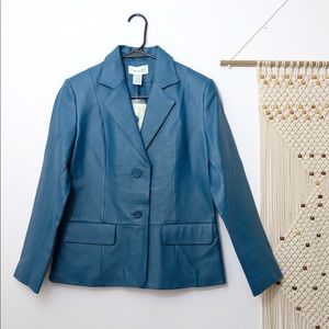 SOLD. Dark blue leather blazer
